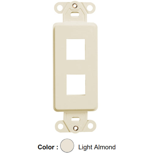 Leviton 41642-T, Quickport Decora Multimedia Wallplate Insert, 2-Port, Light Almond