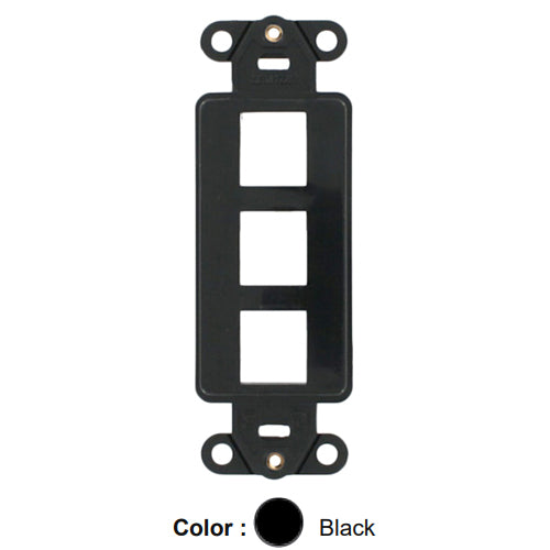 Leviton 41643-E, Quickport Decora Multimedia Wallplate Insert, 3-Port, Black
