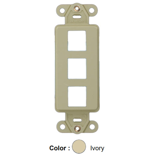 Leviton 41643-I, Quickport Decora Multimedia Wallplate Insert, 3-Port, Ivory