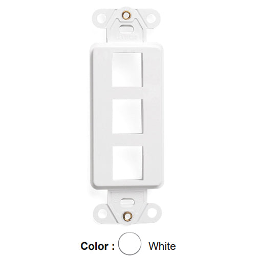 Leviton 41643-W, Quickport Decora Multimedia Wallplate Insert, 3-Port, White