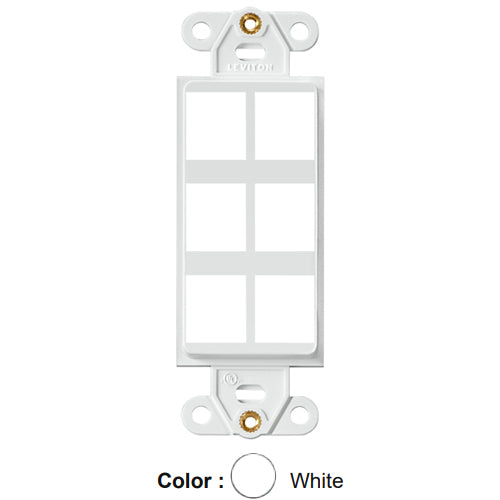 Leviton 41646-W, Quickport Decora Multimedia Wallplate Insert, 6-Port, White