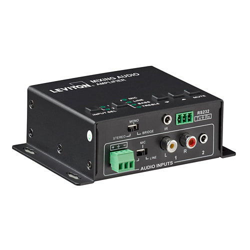 Leviton 41920-A01, 4/8 Ohm Mixing Audio Amplifier, Includes Power Adapter (24VDC)