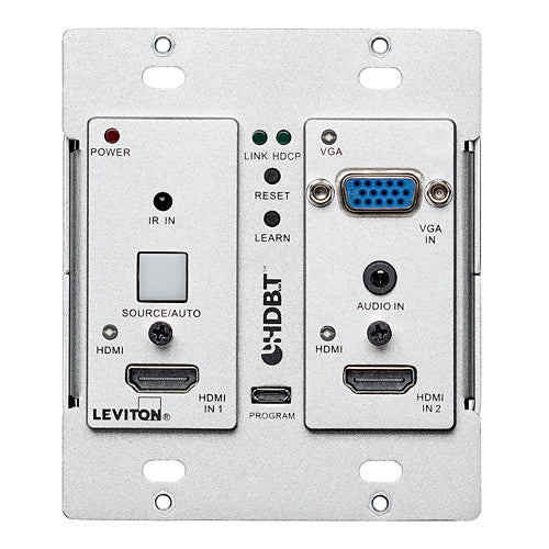 Leviton 41920-HRC, HDMI and VGA Autoswitching HDBaseT Extender Wallplate