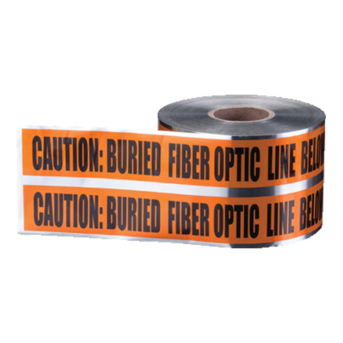 Ideal Industries 42-252, Detectable Underground Tape "Caution Buried Fiber Optic Line", Orange, 6" x 1,000'