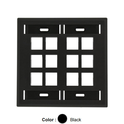 Leviton 42080-12E, Quickport Dual-Gang Wallplate with ID Windows, 12-Port, Black