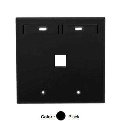 Leviton 42080-1EP, Quickport Dual-Gang Wallplate with ID Windows, 1-Port, Black