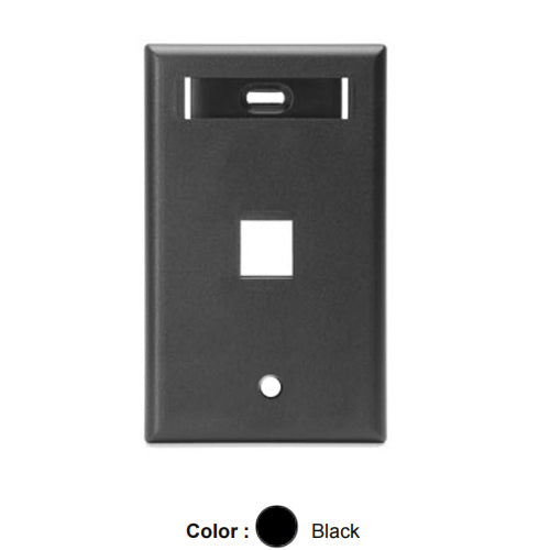 Leviton 42080-1ES, Quickport Single-Gang Wallplate with ID Windows, 1-Port, Black, 2 Packs