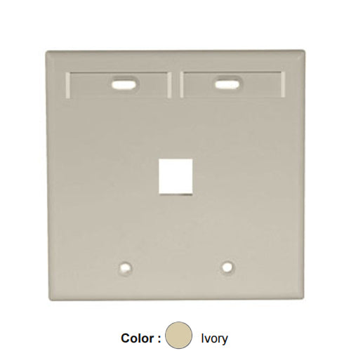 Leviton 42080-1IP, Quickport Dual-Gang Wallplate with ID Windows, 1-Port, Ivory