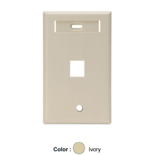 Leviton 42080-1IS, Quickport Single-Gang Wallplate with ID Windows, 1-Port, Ivory, 2 Packs
