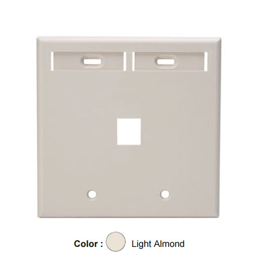 Leviton 42080-1TP, Quickport Dual-Gang Wallplate with ID Windows, 1-Port, Light Almond