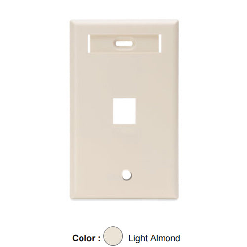 Leviton 42080-1TS, Quickport Single-Gang Wallplate with ID Windows, 1-Port, Light Almond, 2 Packs