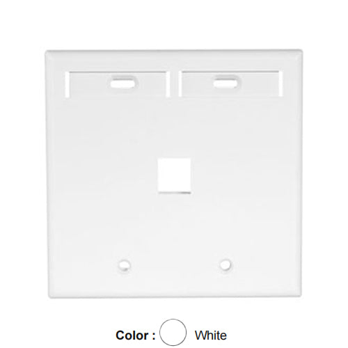 Leviton 42080-1WP, Quickport Dual-Gang Wallplate with ID Windows, 1-Port, White