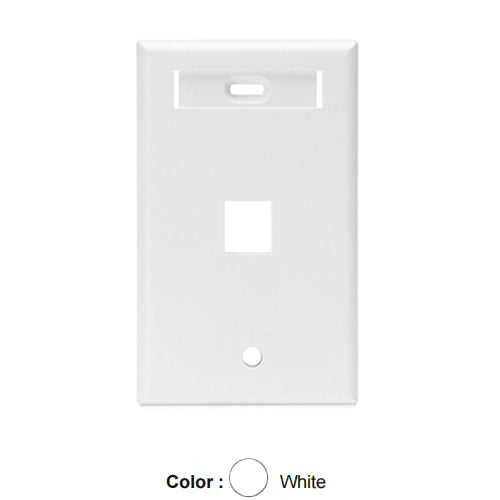 Leviton 42080-1WS, Quickport Single-Gang Wallplate with ID Windows, 1-Port, White, 2 Packs