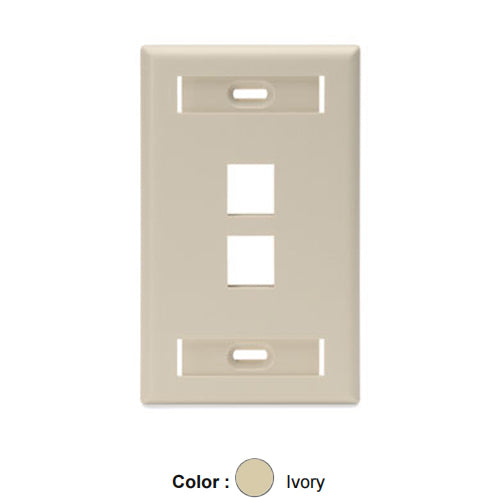 Leviton 42080-2IS, Quickport Single-Gang Wallplate with ID Windows, 2-Port, Ivory, 2 Packs