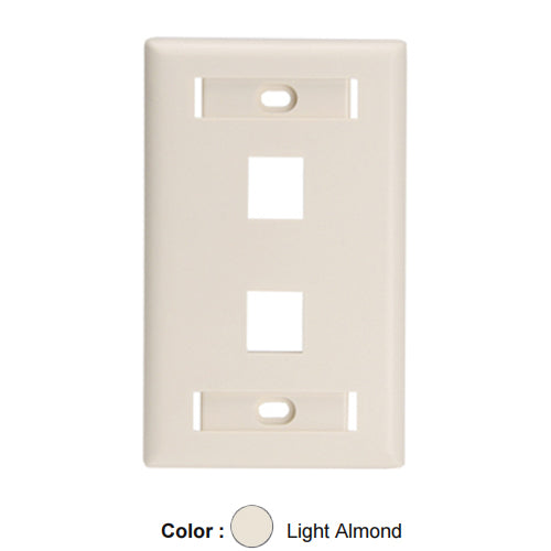 Leviton 42080-2TL, Quickport Single-Gang Wallplate for Large Connectors with ID Windows, 2-Port, Light Almond, 2 Packs