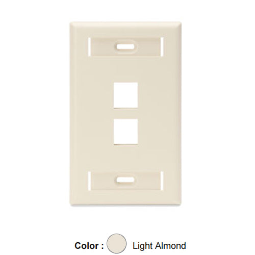 Leviton 42080-2TS, Quickport Single-Gang Wallplate with ID Windows, 2-Port, Light Almond, 2 Packs