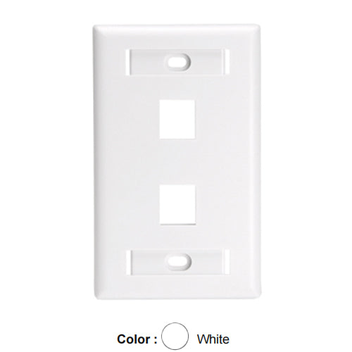 Leviton 42080-2WL, Quickport Single-Gang Wallplate for Large Connectors with ID Windows, 2-Port, White, 2 Packs