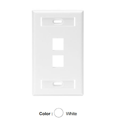 Leviton 42080-2WS, Quickport Single-Gang Wallplate with ID Windows, 2-Port, White, 2 Packs