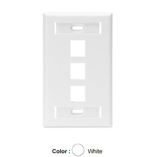 Leviton 42080-3WS, Quickport Single-Gang Wallplate with ID Windows, 3-Port, White, 2 Packs