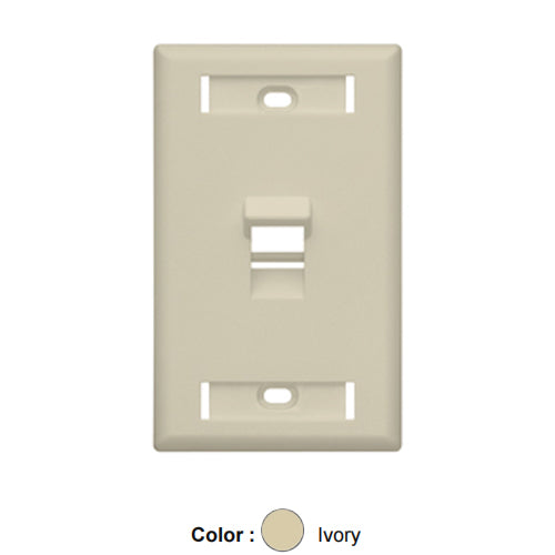 Leviton 42081-1IS, Quickport Angled Single-Gang Wallplate with ID Windows, 1-Port, Ivory, 2 Packs