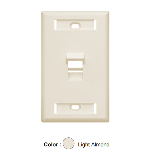 Leviton 42081-1TS, Quickport Angled Single-Gang Wallplate with ID Windows, 1-Port, Light Almond, 2 Packs