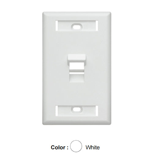 Leviton 42081-1WS, Quickport Angled Single-Gang Wallplate with ID Windows, 1-Port, White, 2 Packs