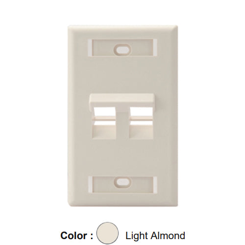 Leviton 42081-2TS, Quickport Angled Single-Gang Wallplate with ID Windows, 2-Port, Light Almond