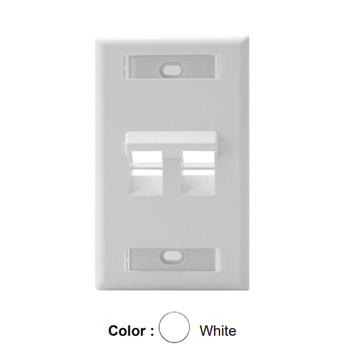 Leviton 42081-2WS, Quickport Angled Single-Gang Wallplate with ID Windows, 2-Port, White