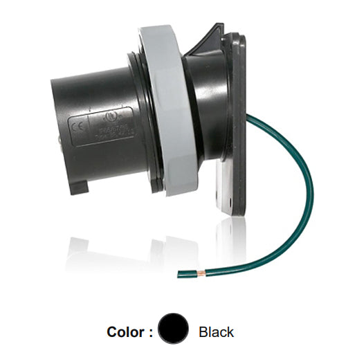 Leviton 530B5WLEV, LEV Series North American-Rated IEC 60309-1 & 60309-2 Pin & Sleeve Inlet, Industrial Grade, 3-Phase, 30A 347/600V, 4-Pole, 5-Wire, IP66/IP67/IP68/IP69K, Watertight, Black