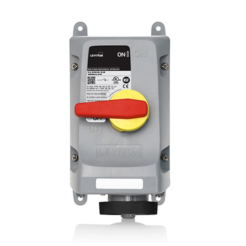 Leviton 530MF5WLEV, LEV Series North American-Rated IEC 60309-1 & 60309-2 Pin & Sleeve Mechanical Interlock, Industrial Grade, 3-Phase, 30A 347/600V, 4-Pole, 5-Wire, IP66/IP67/IP68/IP69K, Watertight, Fused, Black
