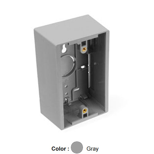 Leviton 42777-1GA, Standard Surface Mount Back Box, Single-Gang, 4.72'' H x 2.96'' W x 1.89'' D, Gray