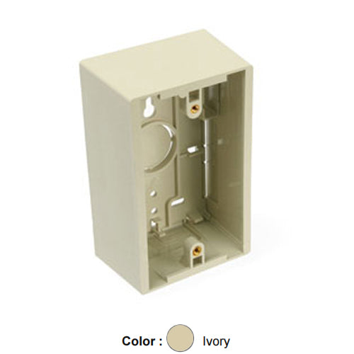Leviton 42777-1IA, Standard Surface Mount Back Box, Single-Gang, 4.72'' H x 2.96'' W x 1.89'' D, Ivory