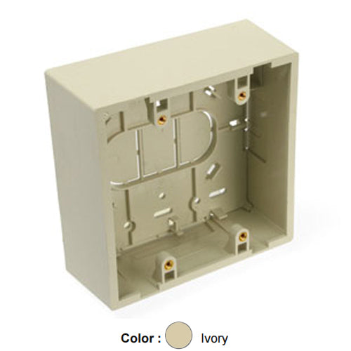 Leviton 42777-2IA, Standard Surface Mount Back Box, Dual-Gang, 4.72'' H x 4.77'' W x 1.89'' D, Ivory