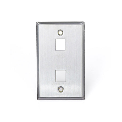 Leviton 43080-1S2, Quickport Stainless Steel Wallplate, Single-Gang, 2-Port