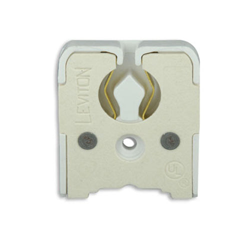 Leviton 431-W, Standard Fluorescent Lampholder, Medium Base, Bi-Pin, Butt-On, Screw Mount, Turn-Type, Quickwire 18AWG Solid or Str Tinned, White, 2 Packs