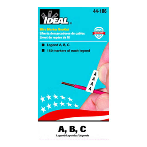 Ideal Industries 44-106, Wire Marker Booklet, 150 of Each "A, B, C"
