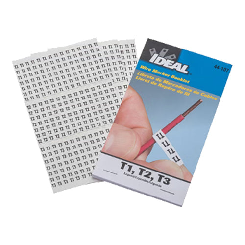 Ideal Industries 44-107, Wire Marker Booklet, 150 of Each "T1, T2, T3"