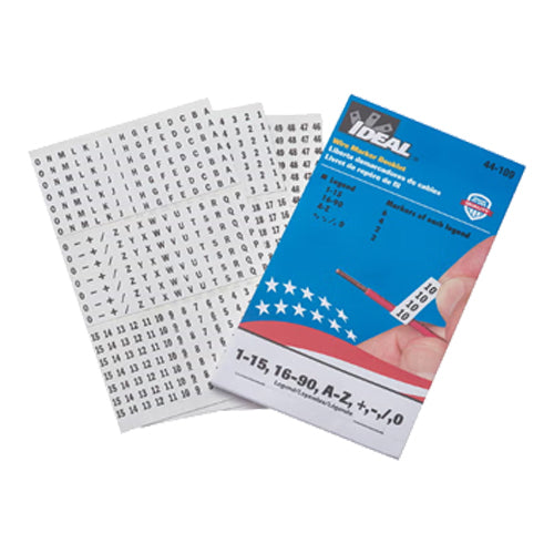 Ideal Industries 44-109, Wire Marker Booklet, Assorted "1-90, A-Z, +, -, /, 0"