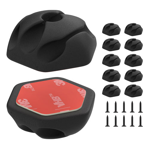 Klein Tools 450-410, Self-Adhesive Cable Mounting Clips, 3-Slot (10-Pack)