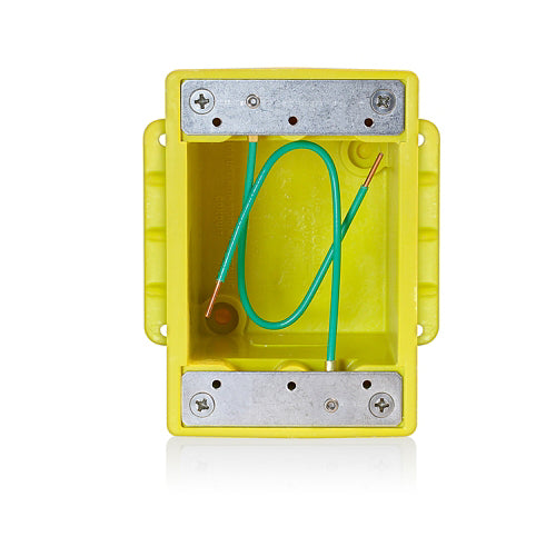Leviton 454CR-4, FD Box, Single-Gang, Corrosion-Resistant, 1'' Threaded Conduit Openings, Yellow