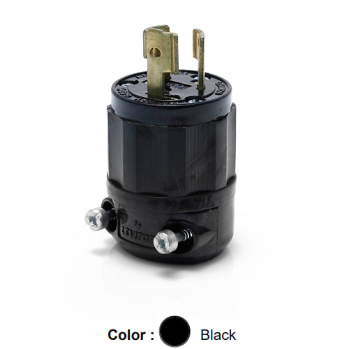 Leviton 4570-B, Locking Plug, Industrial Grade, 15A 250V, NEMA L6-15P, 2-Pole, 3-Wire, Grounding, Black