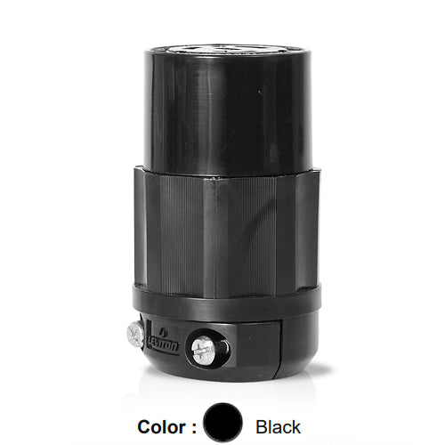 Leviton 4579-B, Locking Connector, Industrial Grade, 15A 250V, NEMA L6-15R, 2-Pole, 3-Wire, Grounding, Black