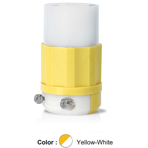 Leviton C2623-CY, Locking Connector, Industrial Grade, 30A 250V, NEMA L6-30R, 2-Pole, 3-Wire, Grounding, Yellow/White