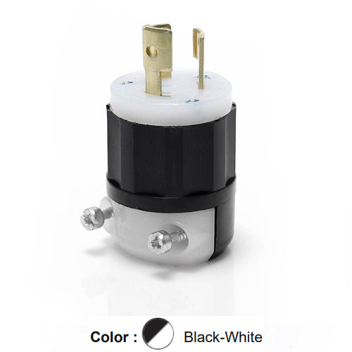 Leviton 4770-C, Locking Plug, Industrial Grade, 15A 277V, NEMA L7-15P, 2-Pole, 3-Wire, Grounding, Black/White