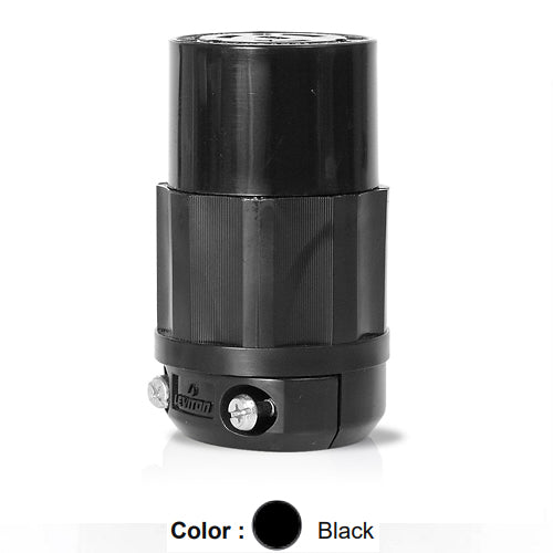 Leviton 4729-B, Locking Connector, Industrial Grade, 15A 125V, NEMA L5-15R, 2-Pole, 3-Wire, Grounding, Black