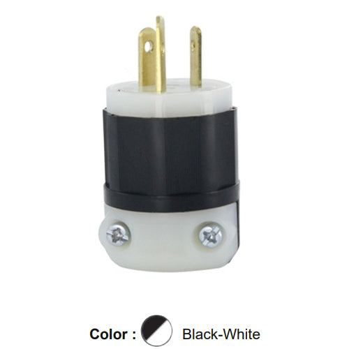 Leviton 4763-C, Straight Blade Plug, Industrial Grade, 15A 125V/10A 250V, Non-NEMA, 3-Pole, 3-Wire, Grounding, Black/White