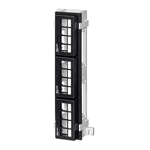 Leviton 47689-QP, 12-Port Flat Quickport Patch Block, Mounting Bracket included, Black