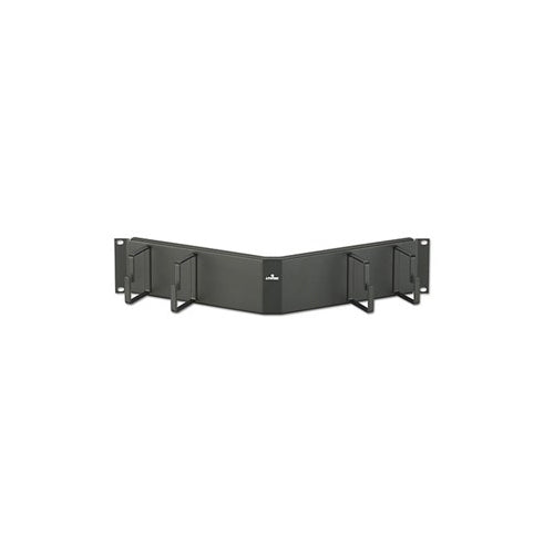 Leviton 49254-BCM, 5-Ring Angled Horizontal Cable Manager, 2RU, 2'' Metal Rings