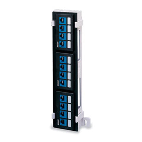 Leviton 49255-Q89, 12-Port Flat Quickport Patch Block, Mounting Bracket Sold Separately, Black