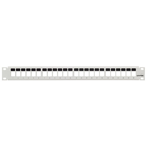 Leviton 49255-W24, Flat Quickport Patch Panel, 24-Port, 1RU, Cable Management Bar not Included, White